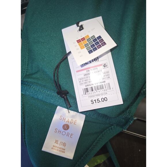 Shade & Shore Bikini Top Halter Padded Mid Tie Around Neck Green Size XL 16 5479 - Picture 4 of 5